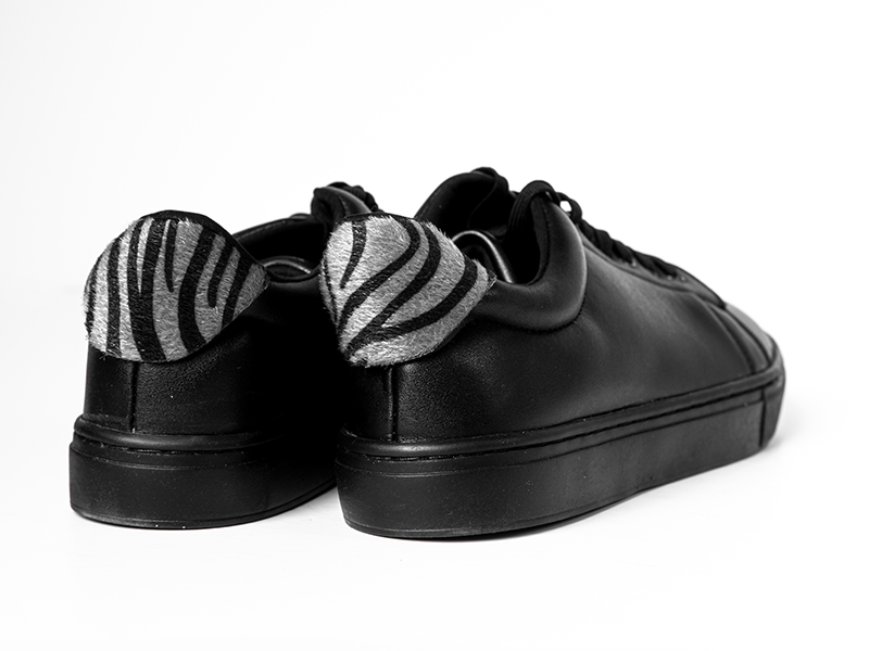 Casual Sneakers - Black/Grey Zebra Print