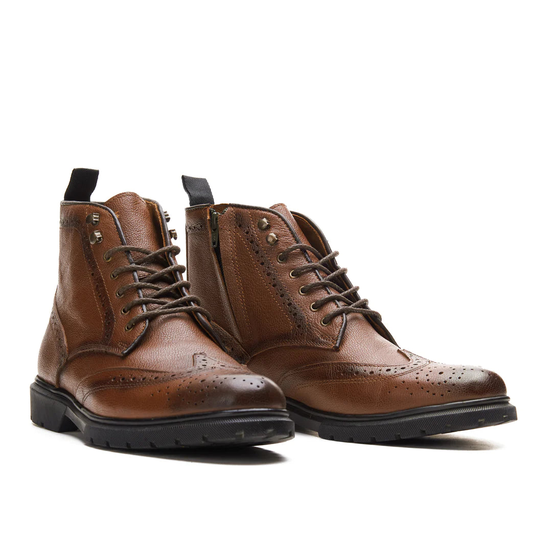 Oxford leather Boot with side zipper - Havan