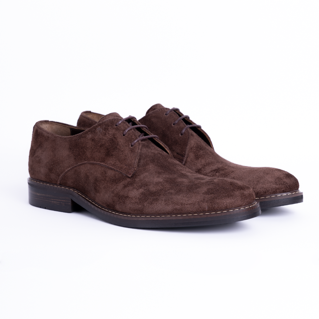 Laces-Derby suede shoes - Brown