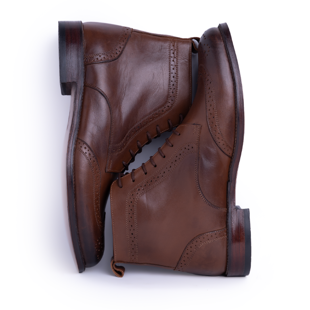 Laces - Oxford Leather  Boot - Brown