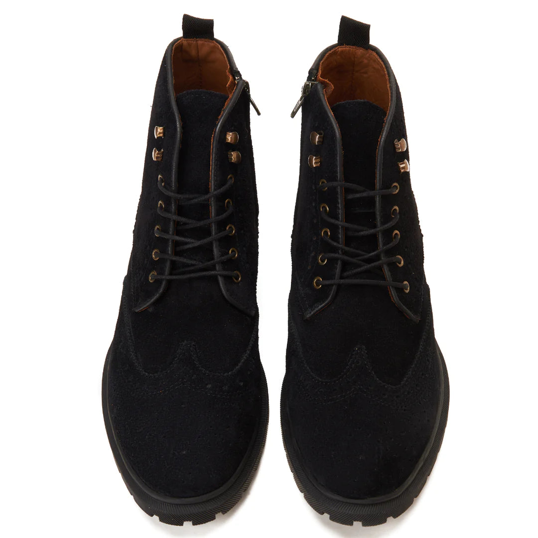 Oxford Suede Boot with side zipper - Black