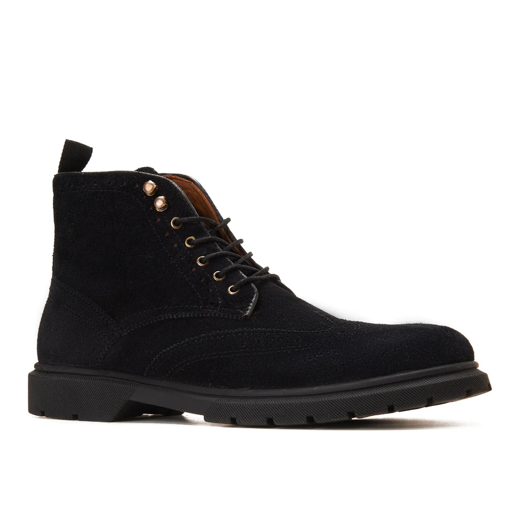 Oxford Suede Boot with side zipper - Black
