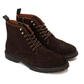 Oxford Suede Boot with side zipper - Brown