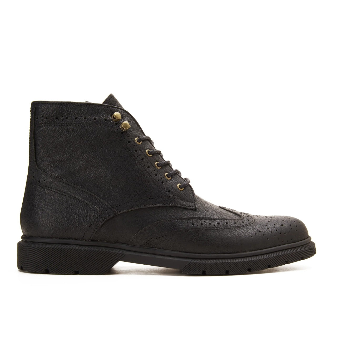 Oxford leather Boot with side zipper - Black