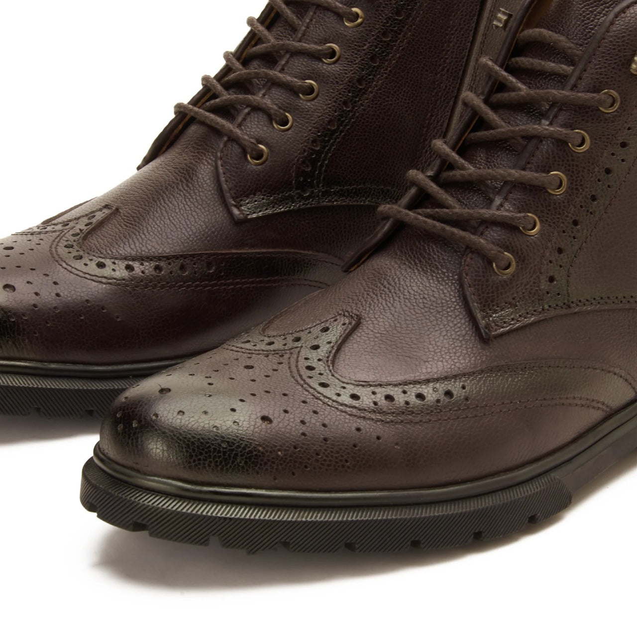 Oxford leather Boot with side zipper - Brown