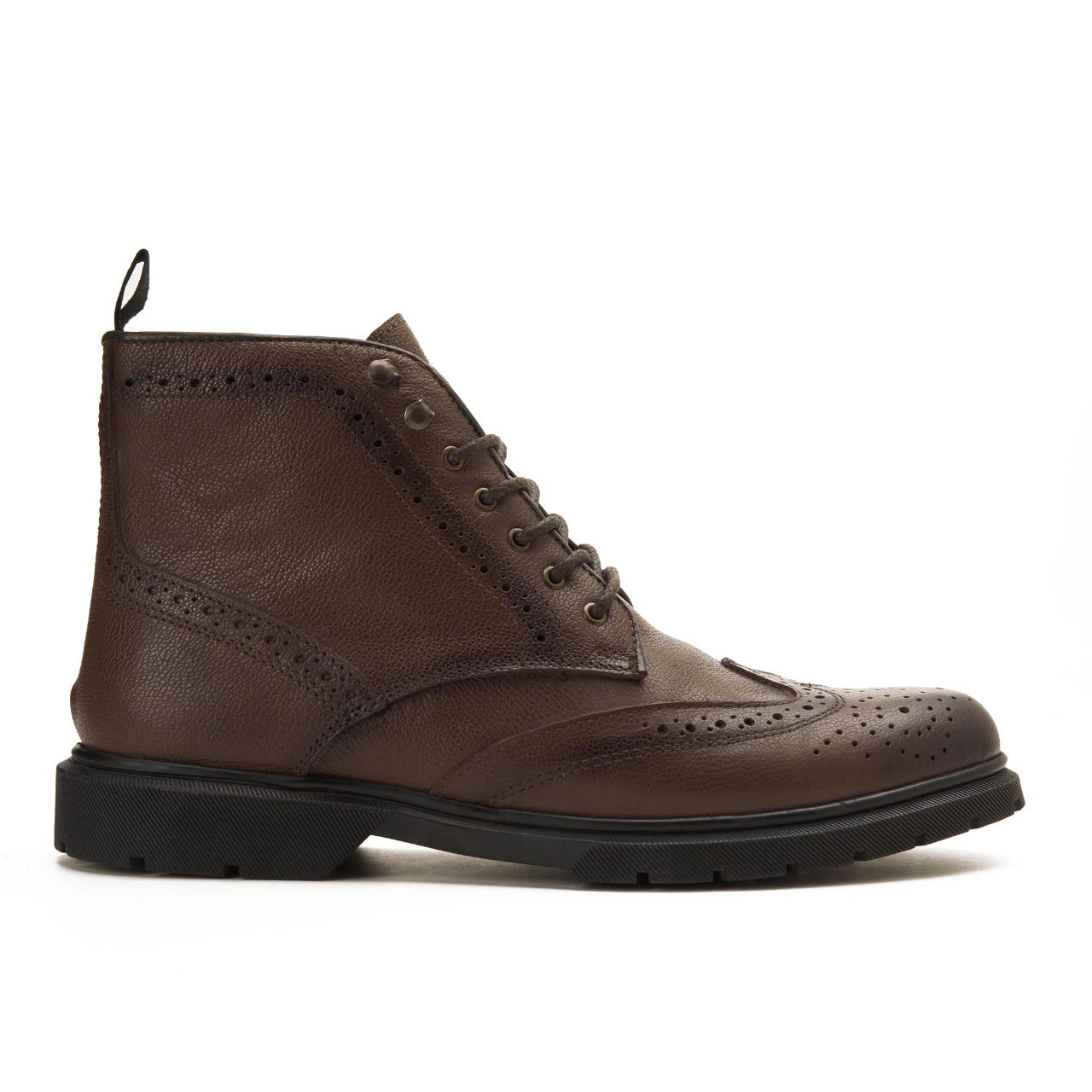 Oxford leather Boot with side zipper - Brown